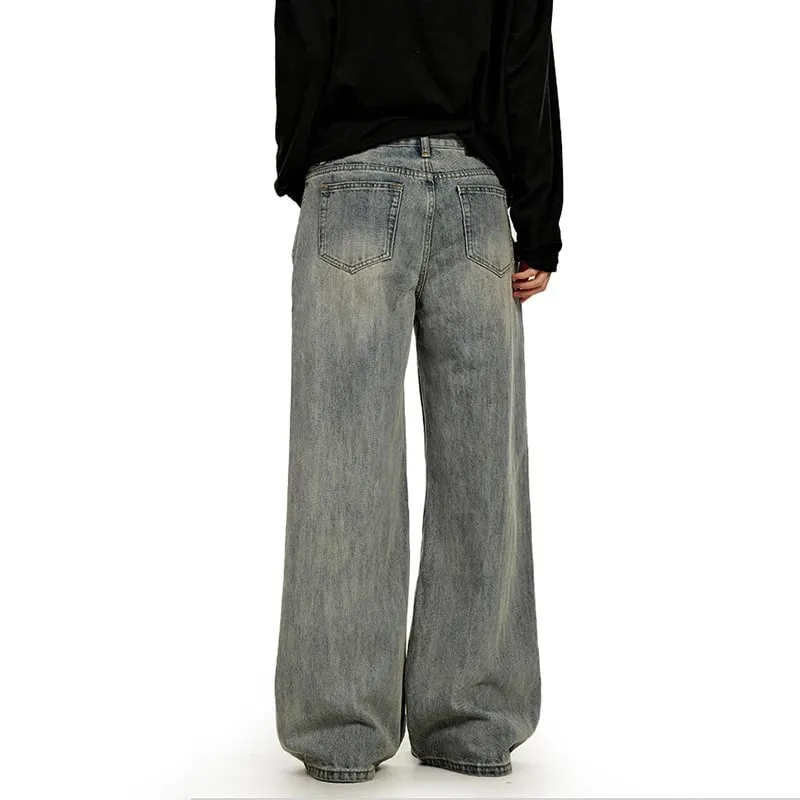 American Retro Minimalist Distressed Washed Pánské Džíny Jednobarevné Kauzální Kalhoty s rovnými nohavicemi 2026 Jarní novinky 9X1974 — image 6