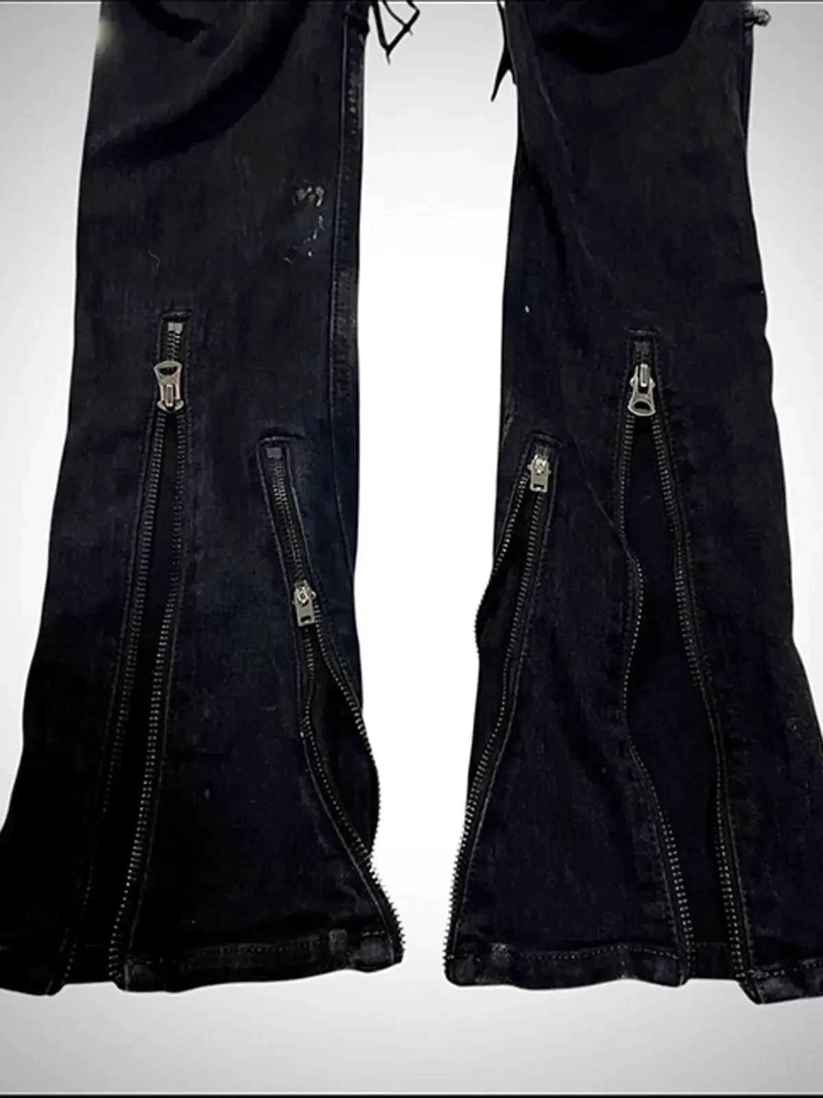 Ifsixwasnine Vision seprané pruhované šněrovací slim-fit stahovací džíny — image 3