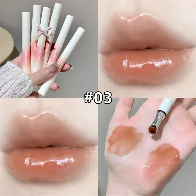 Kakashow Mirror Watery Lip Gloss Iron Brush Head Jelly Lipgloss Moisturizing Lip Tint Lipstick Nature Nude Lips Makeup Cosmetics — image 12