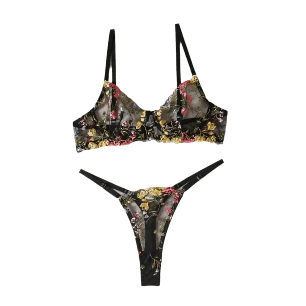 Vielseitiges transparentes Dessous-Set, ultradünn, elegantes Höschen-BH-Set, Push-Up-BH-Anzug für Damen