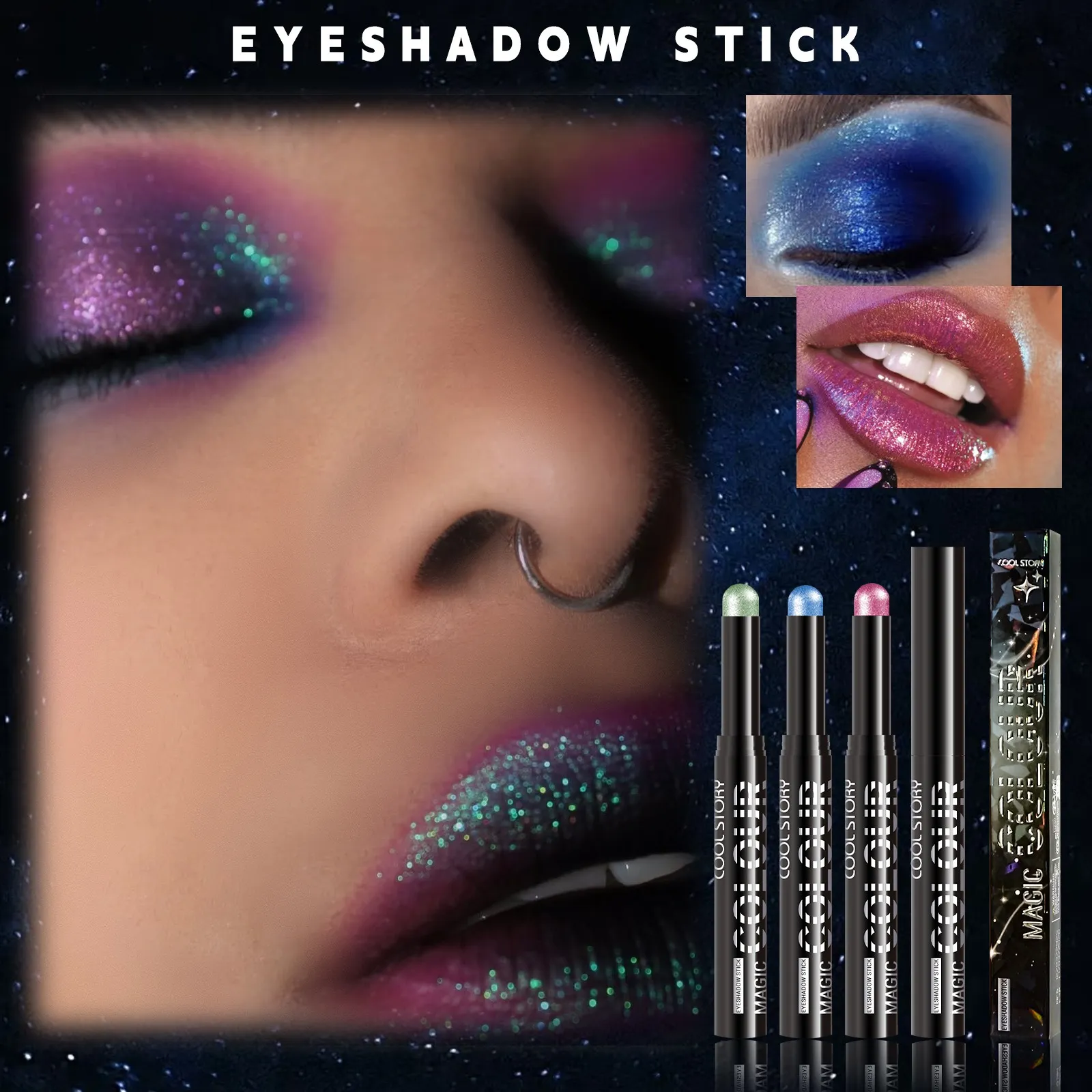 2 en 1 fard à paupières rouge à lèvres bâton crayon imperméable paillettes éclaircir mat ombre à paupières maquillage Pigment fard à paupières stylo — image 3