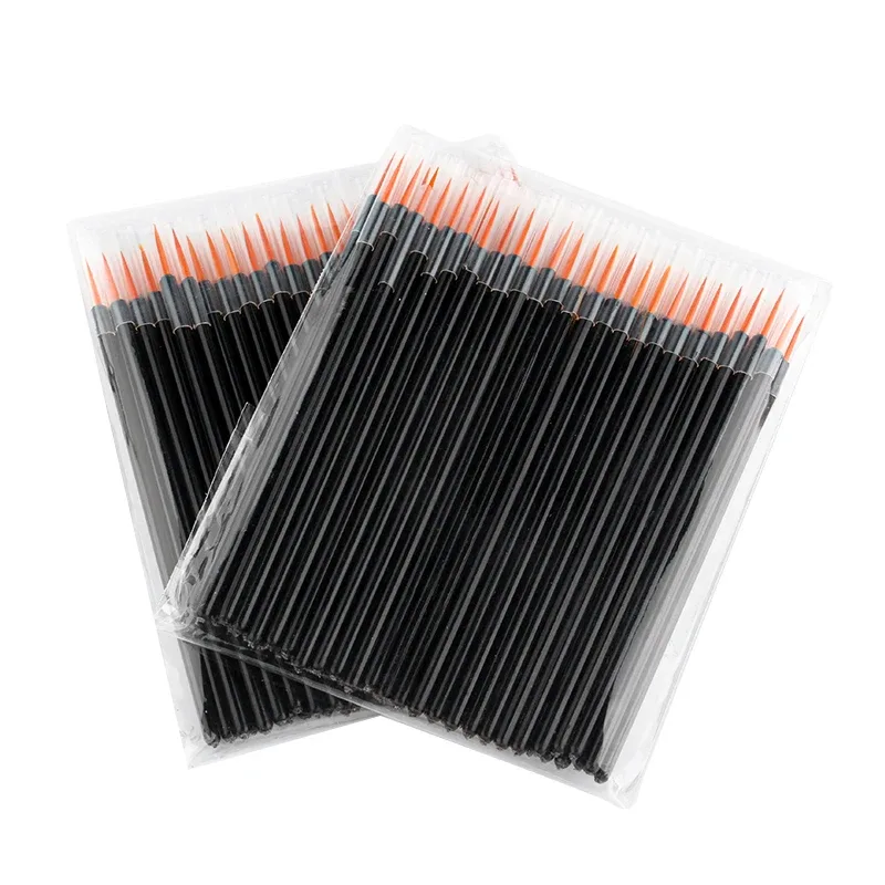50/100PCS ขายส่งแปรงอายไลเนอร์แปรงแต่งหน้าเครื่องสำอางที่มีหมวกสำหรับผู้หญิงเครื่องมือความงามยาว Thin TIP Applicator แปรงแต่งหน้า