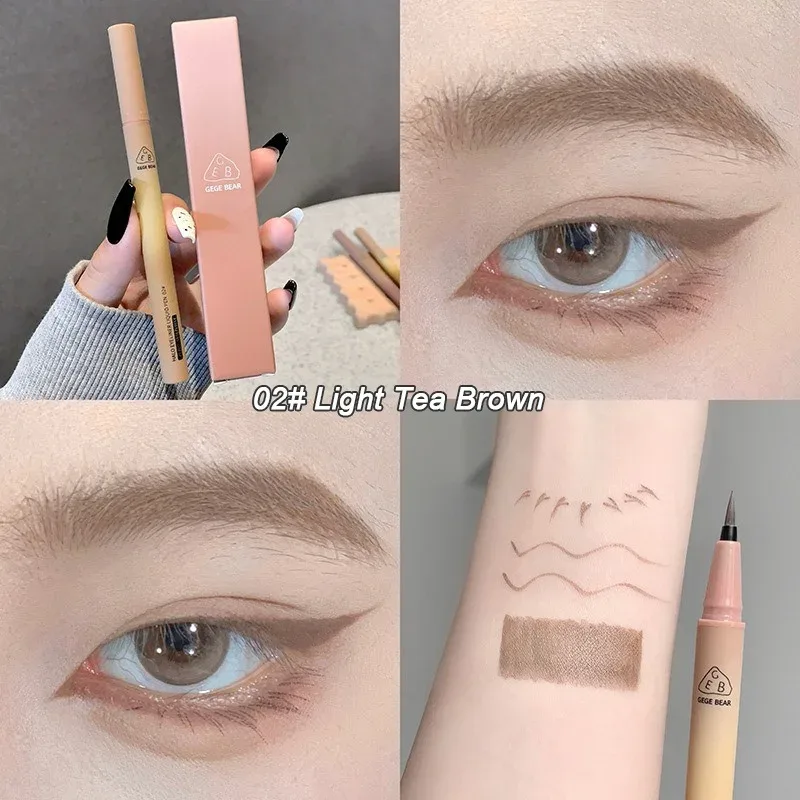 Wasserdichter, schnell trocknender, flüssiger Eyeliner-Stift, ultrafeiner, mattschwarzer, brauner, dauerhaft liegender Seidenraupen-Eyeliner-Stift, natürliches Augen-Make-up
