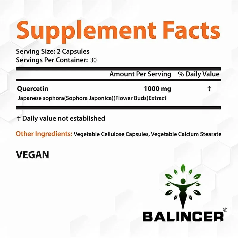 Supplément naturel de quercétine Capsules végétaliennes Soutien aux bioflavonoïdes - Soutient la santé immunitaire et les niveaux d'énergie — image 6