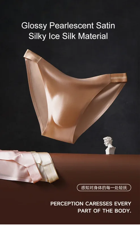 Slip da uomo senza cuciture ad asciugatura rapida Intimo tinta unita Seta di ghiaccio Mutande leggere e sottili Mutandine sexy traspiranti 3D Pouch Undies — image 9