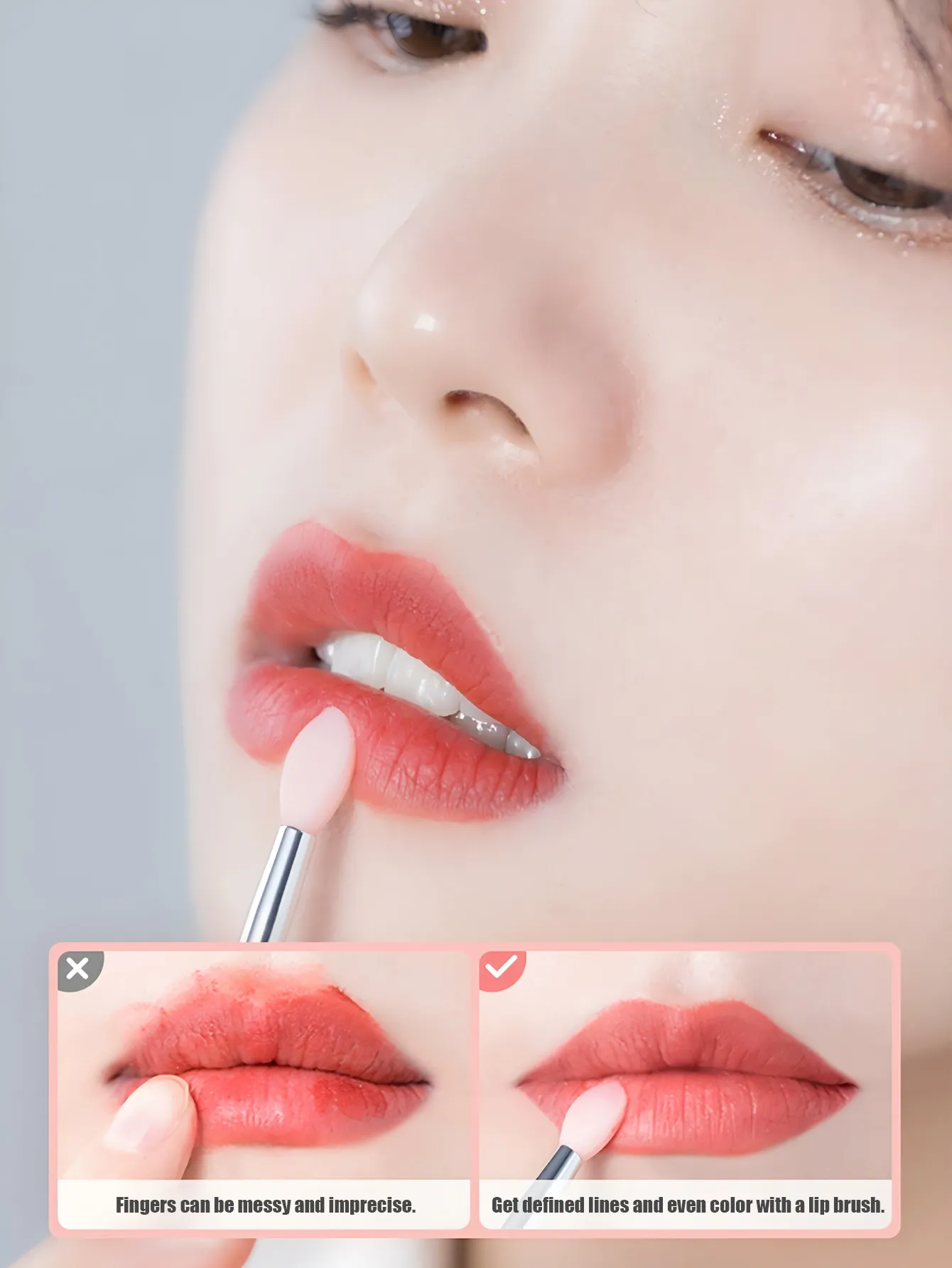 4/10 Stück wiederverwendbare Silikon-Lippenpinsel mit Kappe, tragbarer Lipgloss- und Lippenmasken-Applikator, doppelseitiger Make-up-Pinsel für Lippen und Augen — image 5