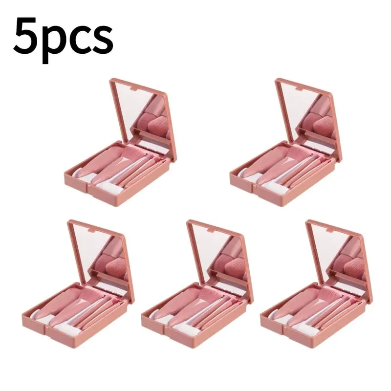 Βούρτσες Small Complete Function Cosmetic Brushes Kit with Case and Mirror 5 τμχ Σετ πινέλα μακιγιάζ μεγέθους ταξιδιού Mini makeup — image 11