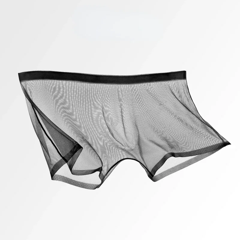 Herrenunterwäsche, transparente Boxer, Ausbuchtung, Eisseide, durchsichtige Unterhose, sexy Slips, niedrige Taille, Höschen, Dessous, Dessous