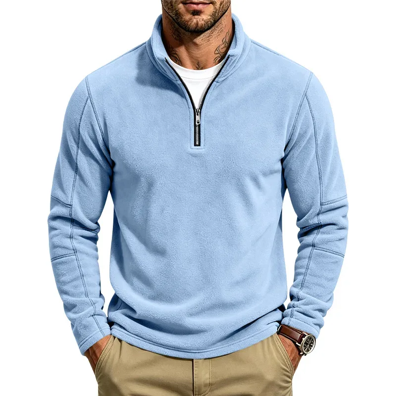 Men's Quarter Zip Polar Fleece Pullover Stand Collar Long Sleeve Casual Warm Sweatshirt For Autumn Winter Daily Commute Wear — image 14