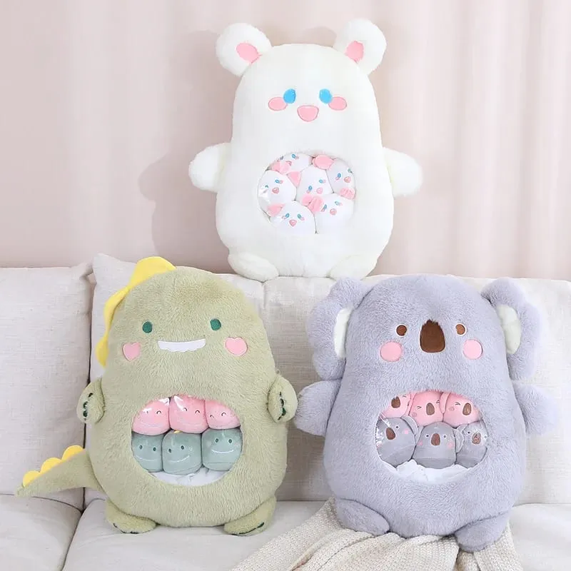 Petits jouets à l'intérieur, 6 pièces, mignon Panda Koala lapin dinosaure animaux de dessin animé, oreiller en peluche doux, coussin de canapé en peluche, oreiller de décoration intérieure — image 2