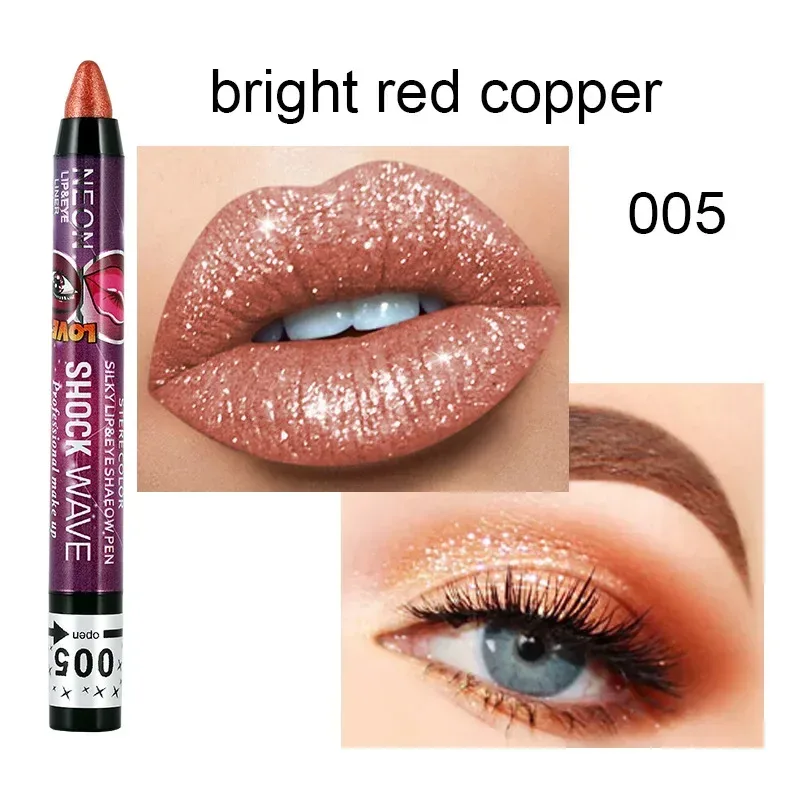 2 In 1 Eyeshadow Lipstick Stick Pencil Waterproof Glitter Matte Eye Shadow Makeup Pigment Eyeshadow Pen
