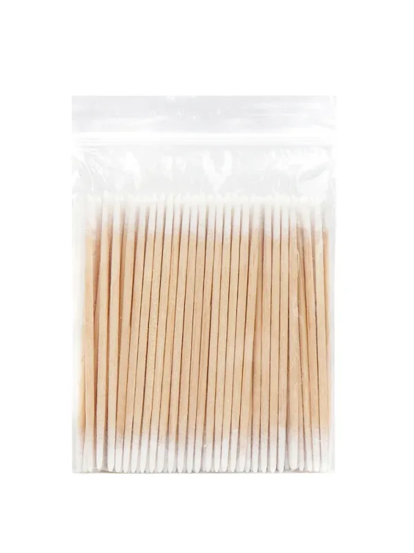 100 pcs Disposable ขนาดเล็กผ้าฝ้าย Swab Lint ฟรี Micro แปรงไม้ Cotton Buds Swabs Eyelash Extension กาวถอดเครื่องมือ — image 8