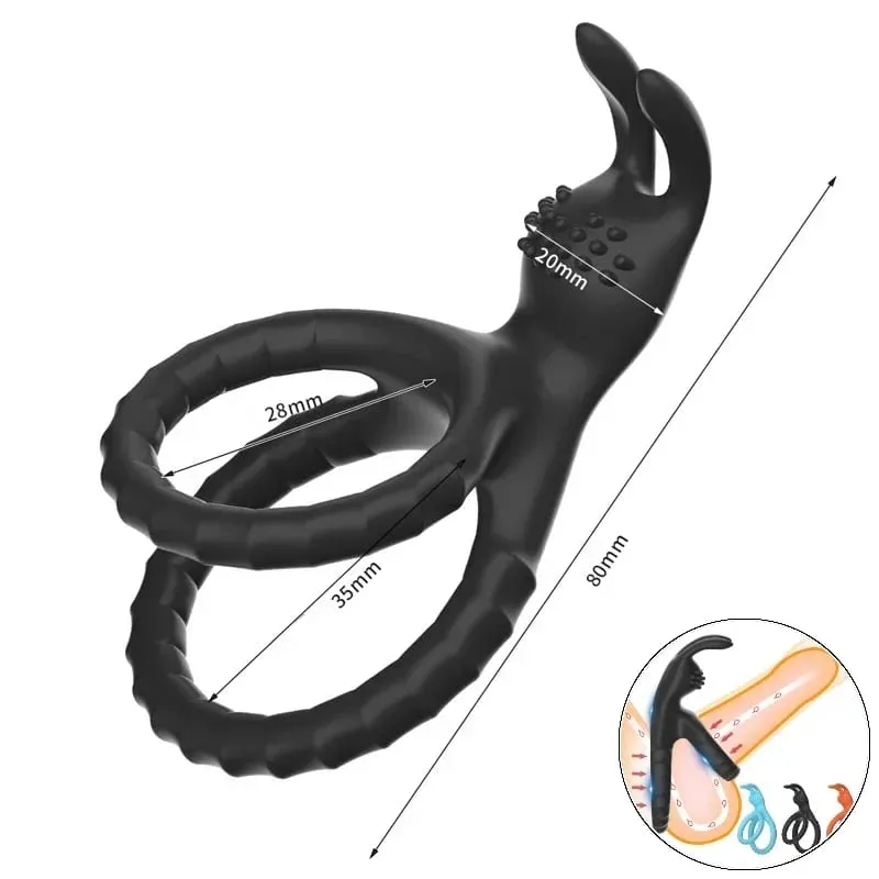 Gà Trống Nhẫn Silicone Bóng Miếng Dán Trì Hoãn Xuất Tinh TPE Dương Vật Nhẫn Cho Nam Đồ Chơi Tình Dục Có Thể Điều Chỉnh Tinh Dịch Vòng Khóa SM Dương Vật tay Áo — image 14