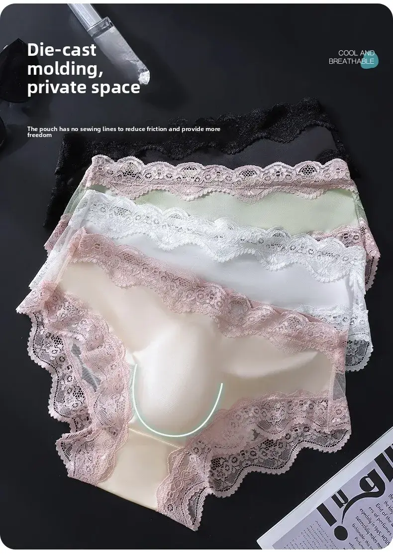 3 Pack Male Full Lace Side Briefs Ice Silk Satin 3D Molded Pouch Mid Rise Soft Smooth Men Underpants — image 1
