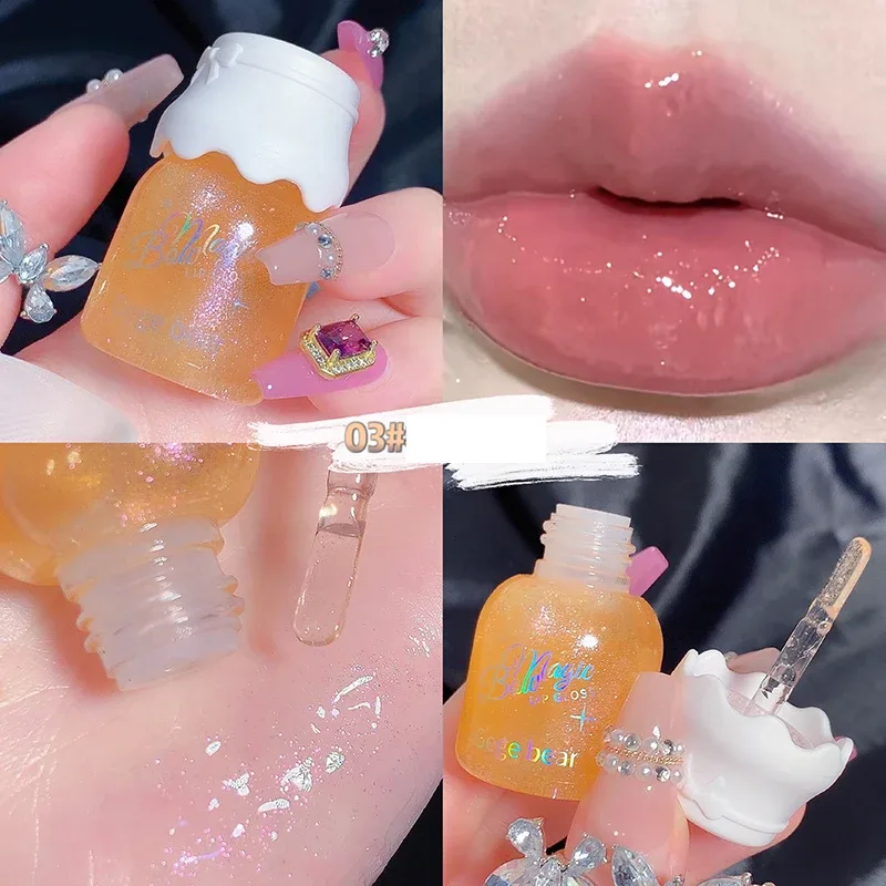 Gege Bear Butterfly Knot Lip Gloss Moisturizing Hydrating Mirror Shine sparkling Non-stick Cup Lipstick Beauty Makeup — image 10