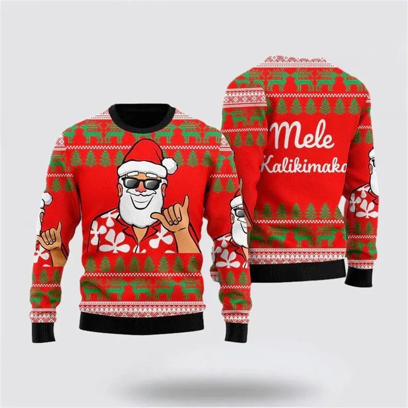 Baju Sweater Krismas Jelek 2026 Lelaki Pullover Corak Santa Claus Wanita 2026 Baju Sweat Leher Krew Merry Christmas Tahun Baru — image 12