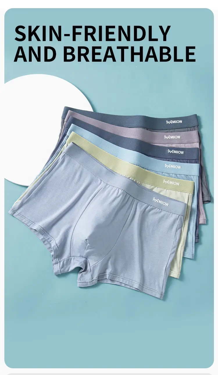 MiiOW 3Pcs Silky Modal Men Underwear Boxers Cotton Soft Touch Underpants Male Lightweight Breathable Boxers Men's Panties Trunks — image 8
