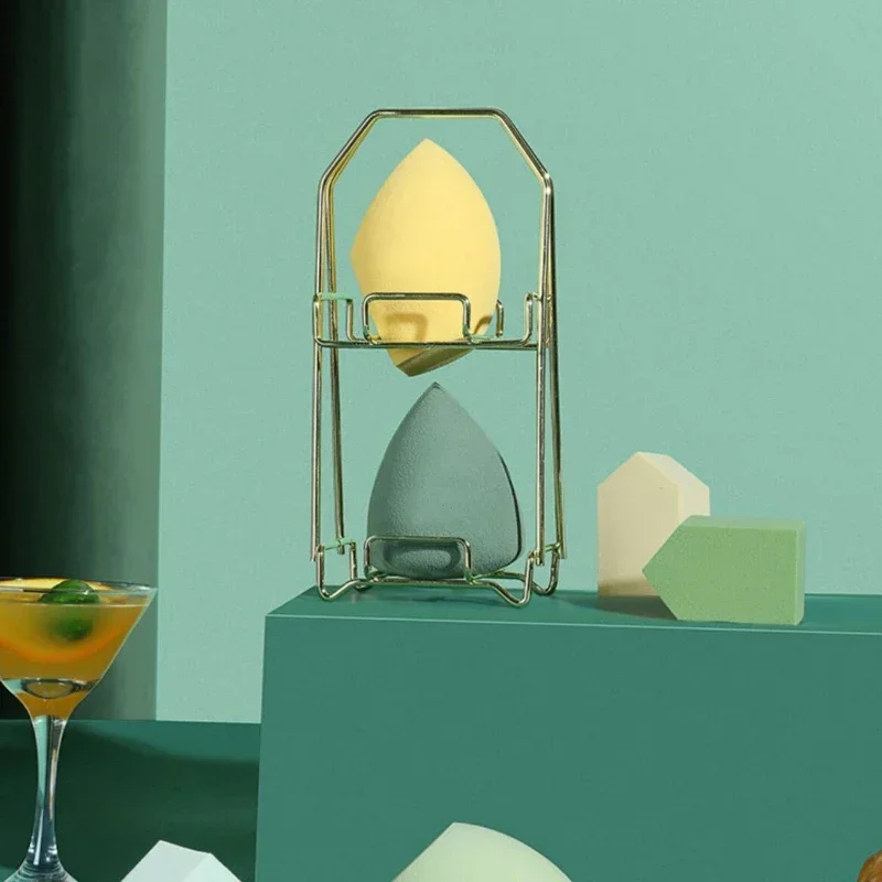 Flerlagers metallfäste Makeup Puffställ Kosmetisk hållare Blender Display Stativ Legering Torkkraft Smink Svampverktyg — image 6