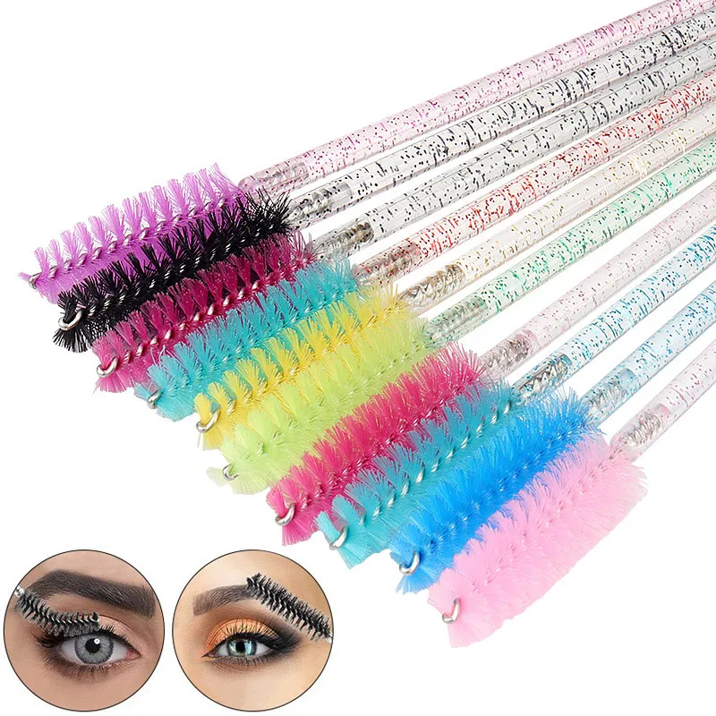 50 stk krystalstang engangsøjenvippebørster Øjenvippekam Øjenbrynskam Øjenvippekrølle Spiral Bærbar makeupbørste til flere formål — image 2