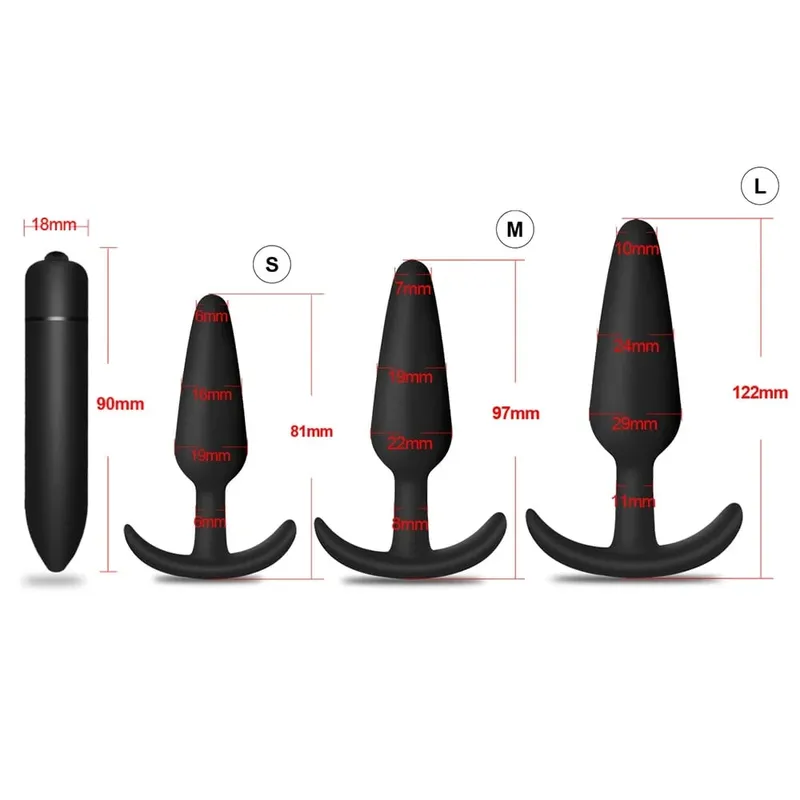 4 adet acemi silikon Butt Plug Anal Plug erkekler için prostat masaj aleti eşcinsel Mini Anal kurşun vibratör seks oyuncak erkekler kadınlar için