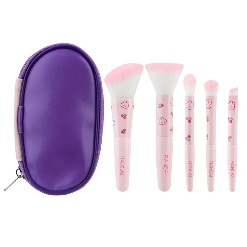 5 Keping Set Berus Mekap Padat Comel Dengan Berus Premium Sarung untuk Alat Kecantikan Aplikasi Pemerah Mata Bedak Tanpa Cacat — image 15