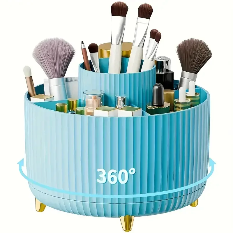 Penyusun Pemegang Berus Solek 5 Slot Berus Mekap Berputar 360° Penyusun Storan Desktop untuk Pejabat Bilik Mandi Desktop Vanity — image 11