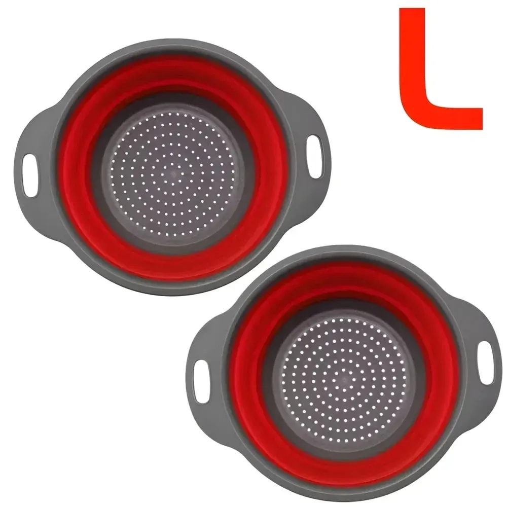 2PCS Silicone Folding Drainer Basket Fruit Vegetable Foldable Colander Kitchen Strainer for Food Pasta Kitchenware Drain Device — image 21