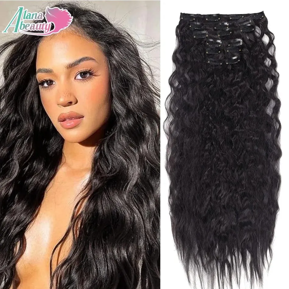 Alana 28inch Synthetic Long Water Curly Clip In Hairpieces Hair Extensions Kinky Curly Clip-in Hair Heat Resistant Organic Fiber — image 10
