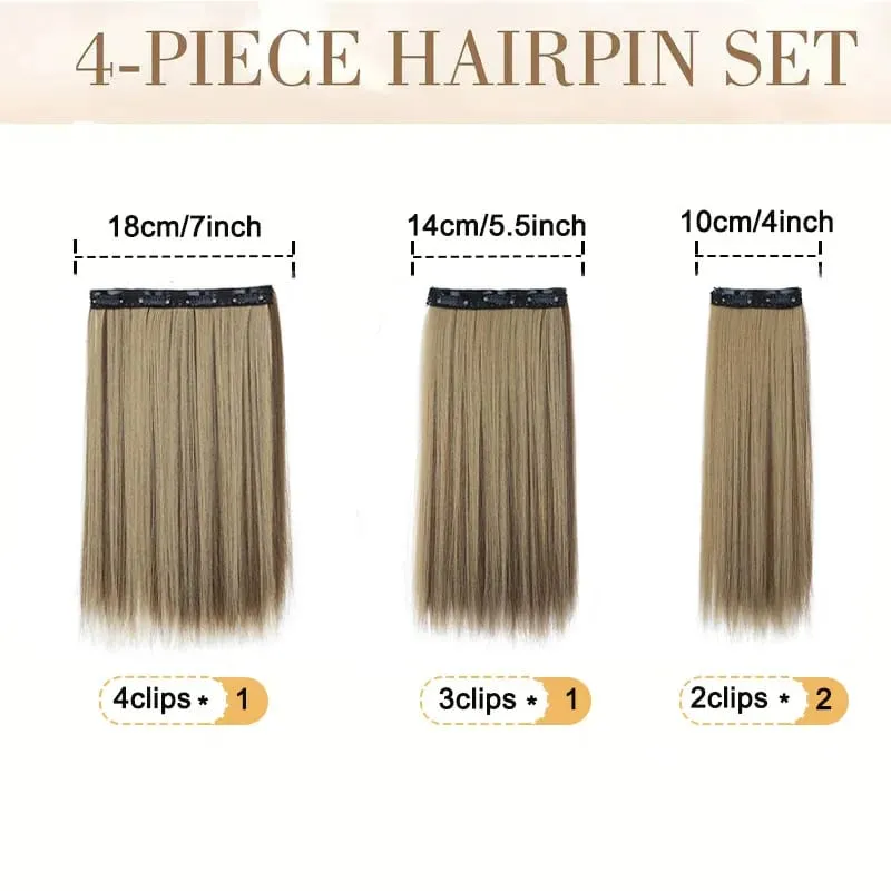 4 ชิ้น/เซ็ตสังเคราะห์ 14 นิ้ว 11 คลิปในส่วนขยายของผมตรงทรงผม Hairpieces ผู้หญิงธรรมชาติ False Hair Extension ใช้ทุกวัน — image 6