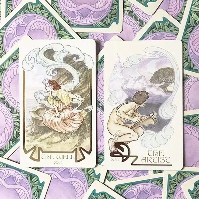 Penglihatan Ethereal Klasik Tarot Bercahaya Kad Dek Tarot Penunggang untuk Pemula Edisi Ramalan Borad Bermain Permainan — image 2