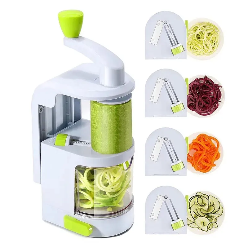 Spiralizer Sayuran 4-IN-1 Pisau Pusing Spiralizer Sayuran Pembuat Mee Zucchini dengan Cawan Sedut Penghiris Pemotong Sayur — image 7