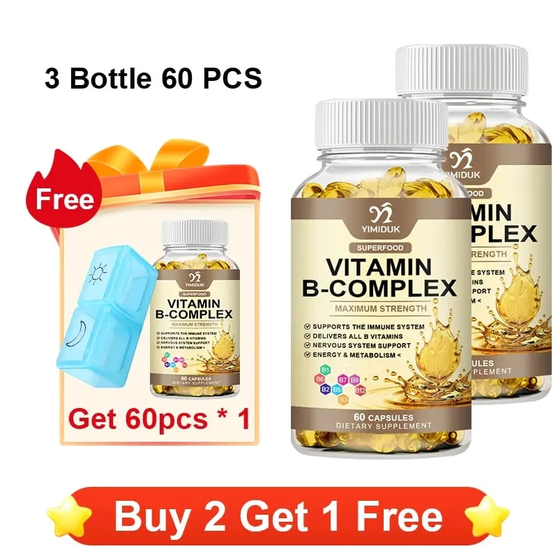 Kapsul Vitamin B-Kompleks dengan Vitamin B12 & Biotin Menyokong Tulang Saraf Metabolisme Kesihatan Otak & Jantung Tenaga Imun — image 9