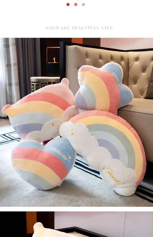 INS HOT Colore della caramella Nuvola Stella Peluche Cuscino Arcobaleno colorato Corona Cuscino Cuscino Divano Decorazione della casa Cuscino di tiro Giocattolo — image 9