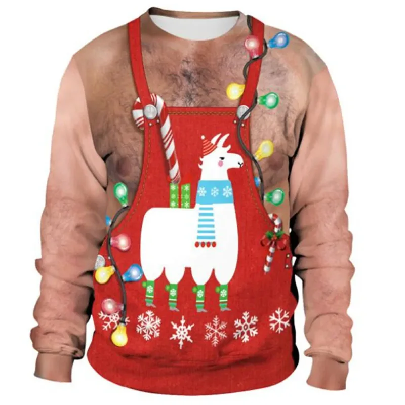 Pull de Noël drôle pour hommes et femmes, sweat-shirt de noël avec graphique laid Y2k, pour fête de vacances, vêtements amples pour hommes — image 13