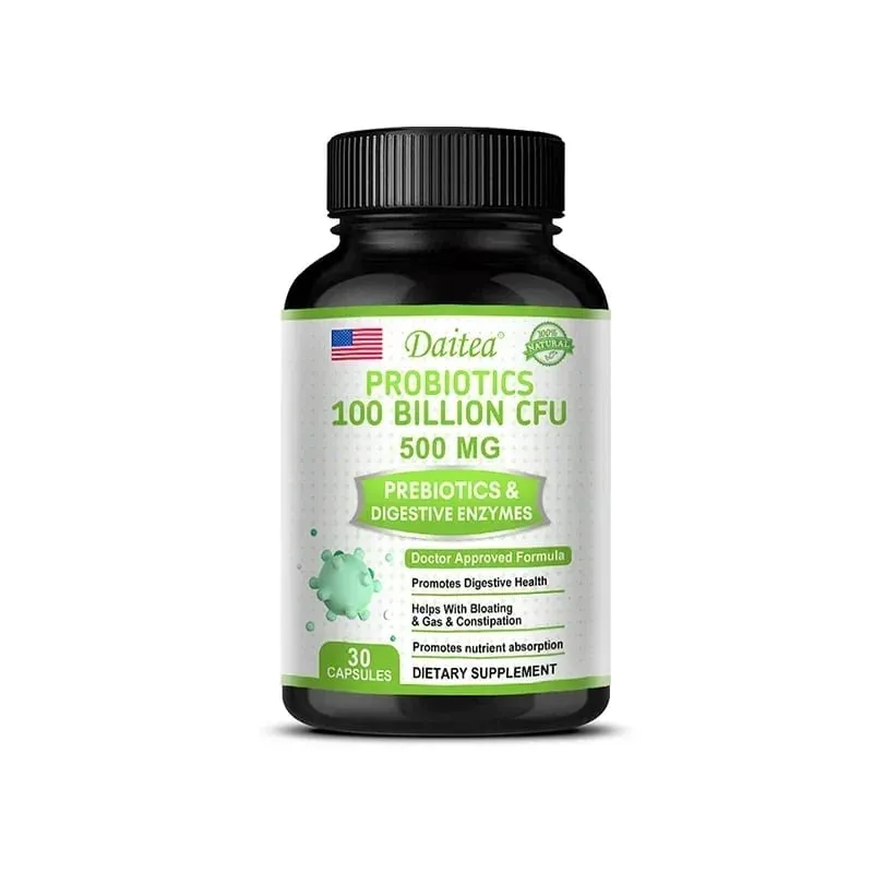 Probiotici 100 miliardi di CFU con prebiotici ed enzimi digestivi Salute dell'intestino Digestione Sollievo dal gonfiore e supporto immunitario — image 8