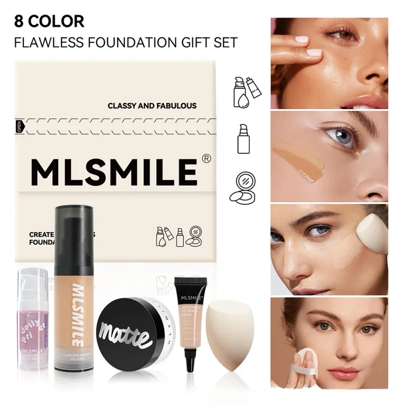 All-in-One-Foundation-Make-up-Geschenkset, vollständig deckender Concealer, Fixierpuder, Make-up-Schwamm, tragbares Gesichtskosmetik-Set — image 3