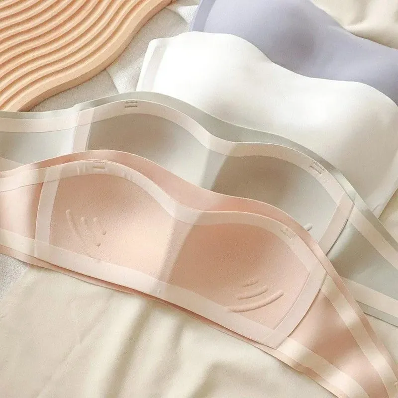Top a tubo intero senza cuciture Donna Imbottiture rimovibili Intimo Basic Nero/Bianco/Pelle Reggiseno senza spalline a fascia da donna Lingerie sexy — image 5
