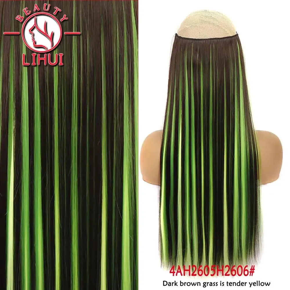 Synthetic Natural Synthetic Hair Extensions 5 Clip In Artificial Fake Ombre Blonde Brown Black Pink Straight False Hair Piece — image 49