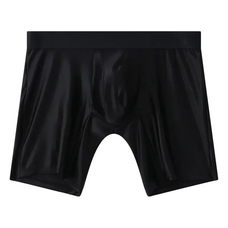 Intimo da uomo liscio e setoso, in raso elasticizzato, boxer a gamba lunga senza cuciture, custodia a tromba, mutande sportive, club party lingerie — image 11