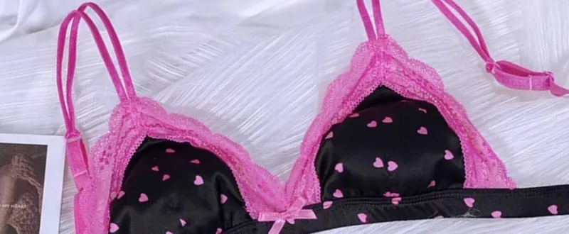 Bralette Perancis Klasik Tanpa Underwire Renda Elegan Cawan Kecil Pakaian Dalam Wanita Fesyen Set Bra 3 Keping dengan Cawan Berbentuk Lembut — image 9