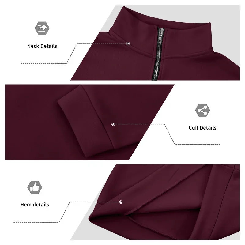 2026 New Fleece Lined Half Zip Sweatshirt for Men, Autumn Winter Solid Color Plus Size Casual Pullover Hoodie Daily Leisure Wear — image 23
