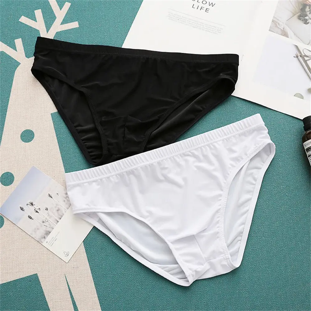 Man Ice Silk Bulge Pouch Underwear Breathable Seamless Briefs Summer Thin Boys Sports Low Waist Sexy Summer Panties — image 2