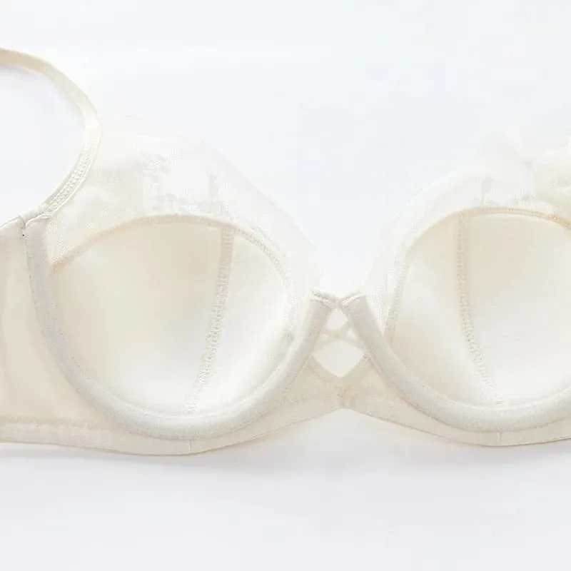 Dünne Cups, leicht gefüttert, Mesh-Blumenspitze, Push-up-BH und Höschen-Set, schöne Unterwäsche für Damen, Büstenhalter, sexy Dessous — image 5
