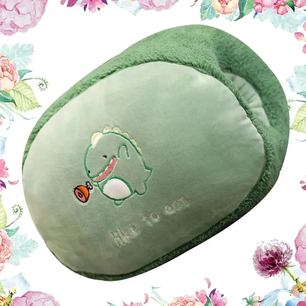 Bantal Penghangat Tangan Kartun Dinosaurus Bantal Hangat Lembut untuk Penggunaan Mobil Meja Tempat Tidur Sofa Tidak Mudah Berubah Bentuk Ide Hadiah Musim Dingin yang Sempurna