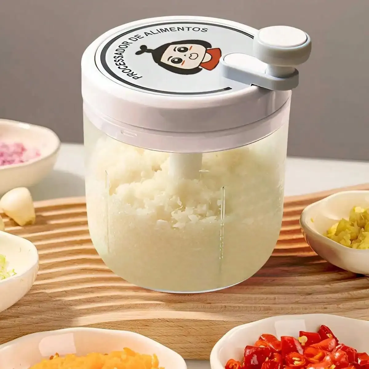 Penghancur Bawang Putih Pencincang Pencincang Sangat Cekap untuk Pengisar Manual Pelbagai Fungsi Rumah dengan Bilah Selamat — image 1