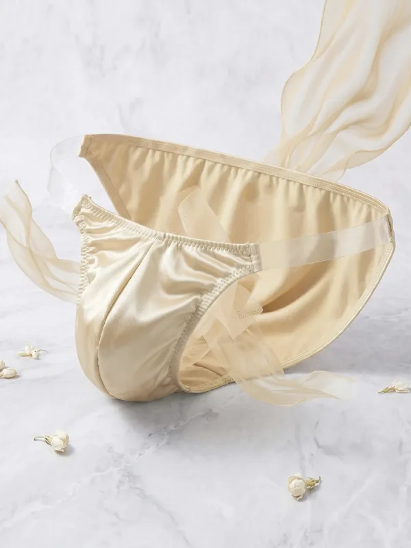 Raso di seta del ghiaccio come la biancheria intima da uomo Solido elasticizzato Slip a forcella alta Mutandine triangolari Custodia rigonfia Mutanda liscia e traspirante — image 13