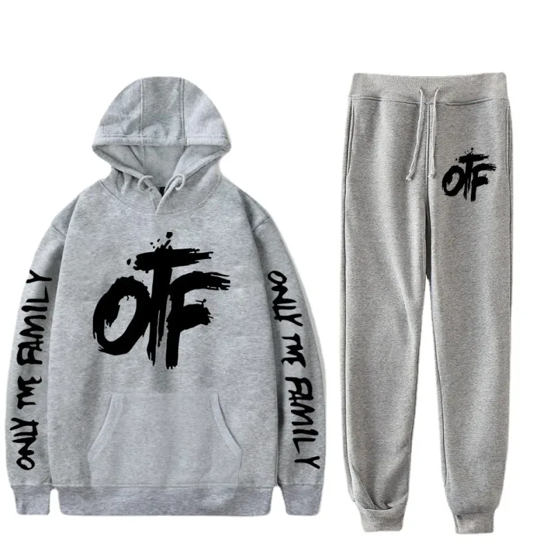 Harajuku Comfortable Funny OTF Letter Print Sweatshirt Sweatpants Suit Men/Women Hoodies+ Trousers Suit Cute 2 Piece Set Clothes — image 4