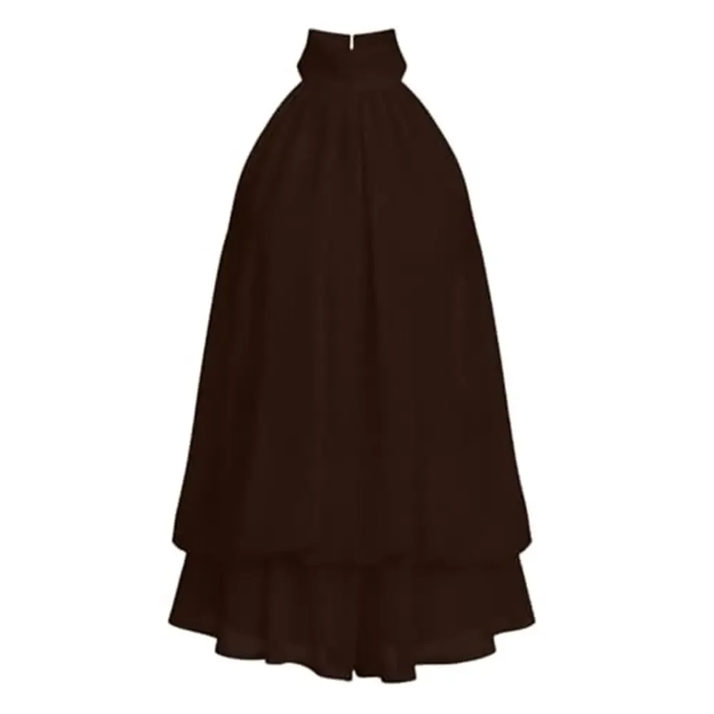 New Halter Tie Party Dress Backless Chiffon Going Out Dresses Sleeveless Ruffle Brunch Outfits for Women — image 3