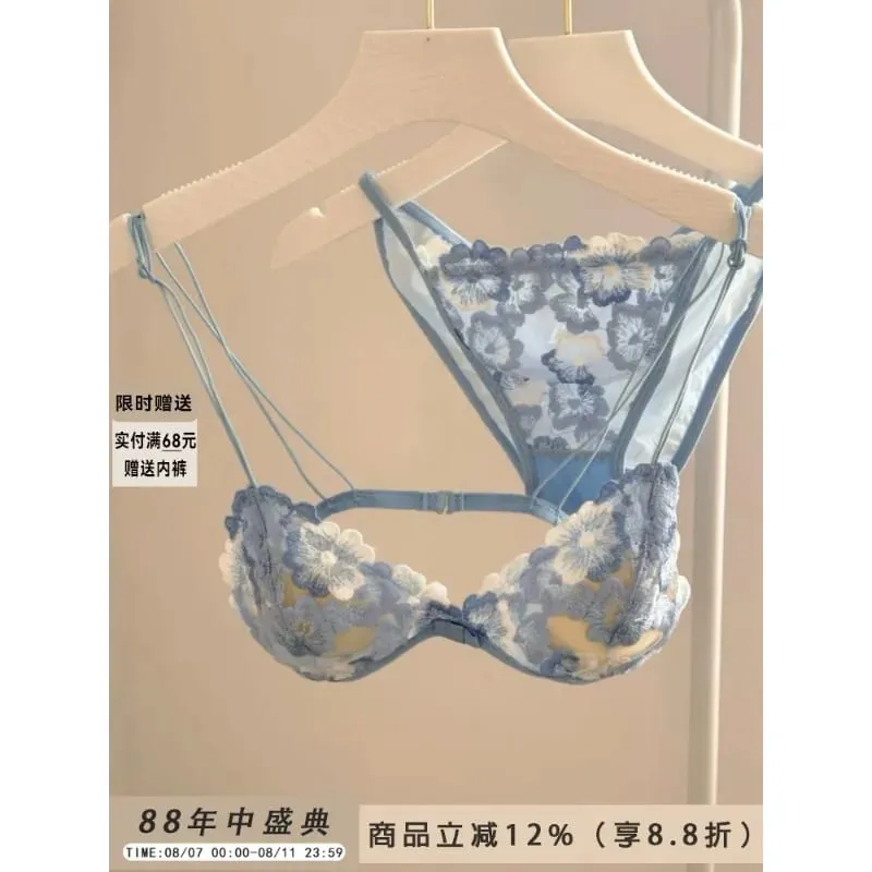 Bralette triangular francês, renda bordada, sem fio, transparente, vazado, sexy, desejo puro, conjunto de lingerie moyisu, sexy tushy — image 4