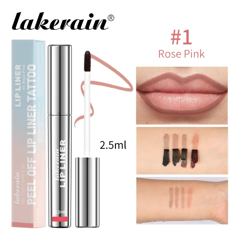 Hochpigmentierter Lip Liner Tattoo Matte Peel Off Enhance Lip Liner Anhaltender Lippenfleck Wasserdichter, übertragungssicherer Lippenstift 4 Farben
